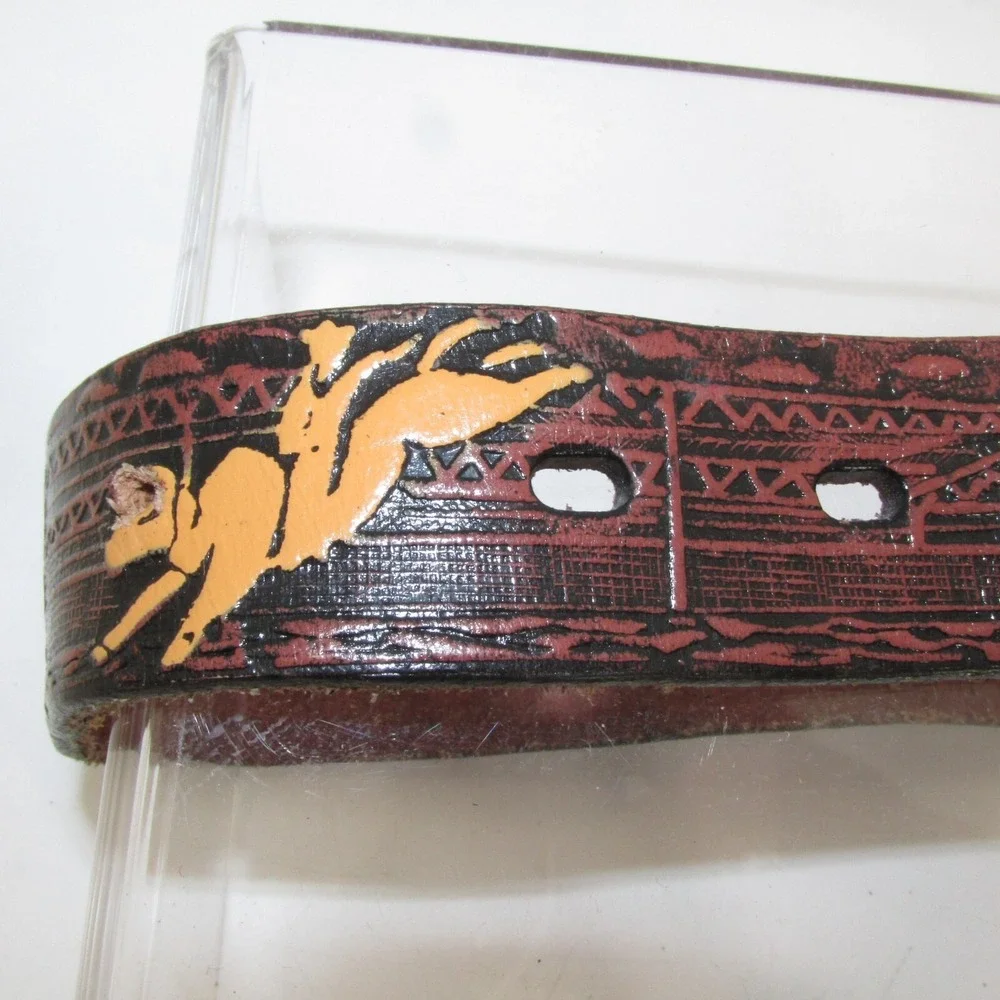 Nocona Genu Leather Belt and Bullrider Buckle Boys 24 Inches Bull Riders Cowboys